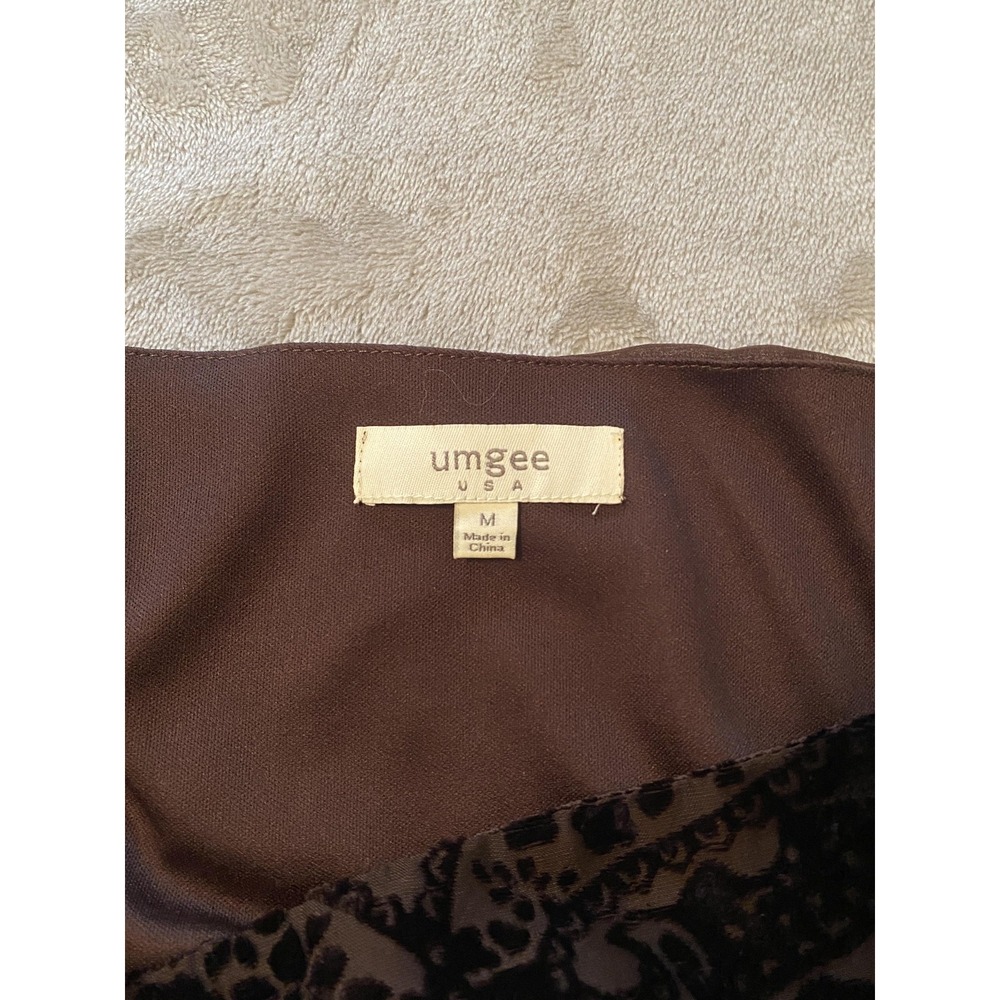 Umgee Dress Womens Sz M Brown Velvet Burnout‎ Stretch Boho Whimsigoth Night Out - Picture 9 of 13